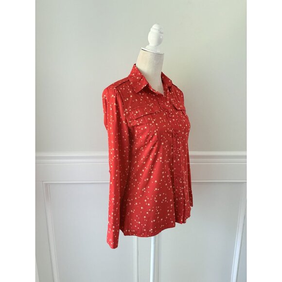 Banana Republic XS Red Star Print Long Sleeve Button-Down Shirt - Picture 2 of 4